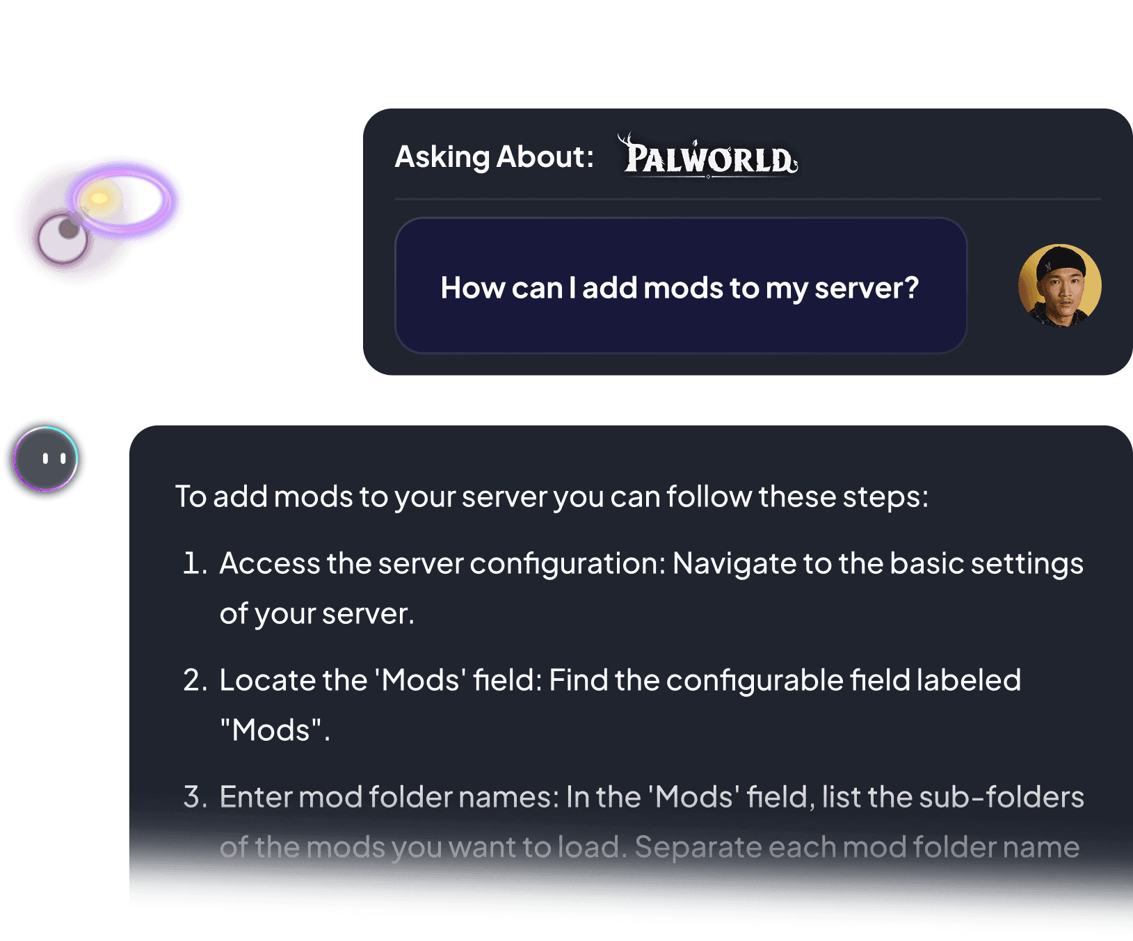 Ping AI chat interface