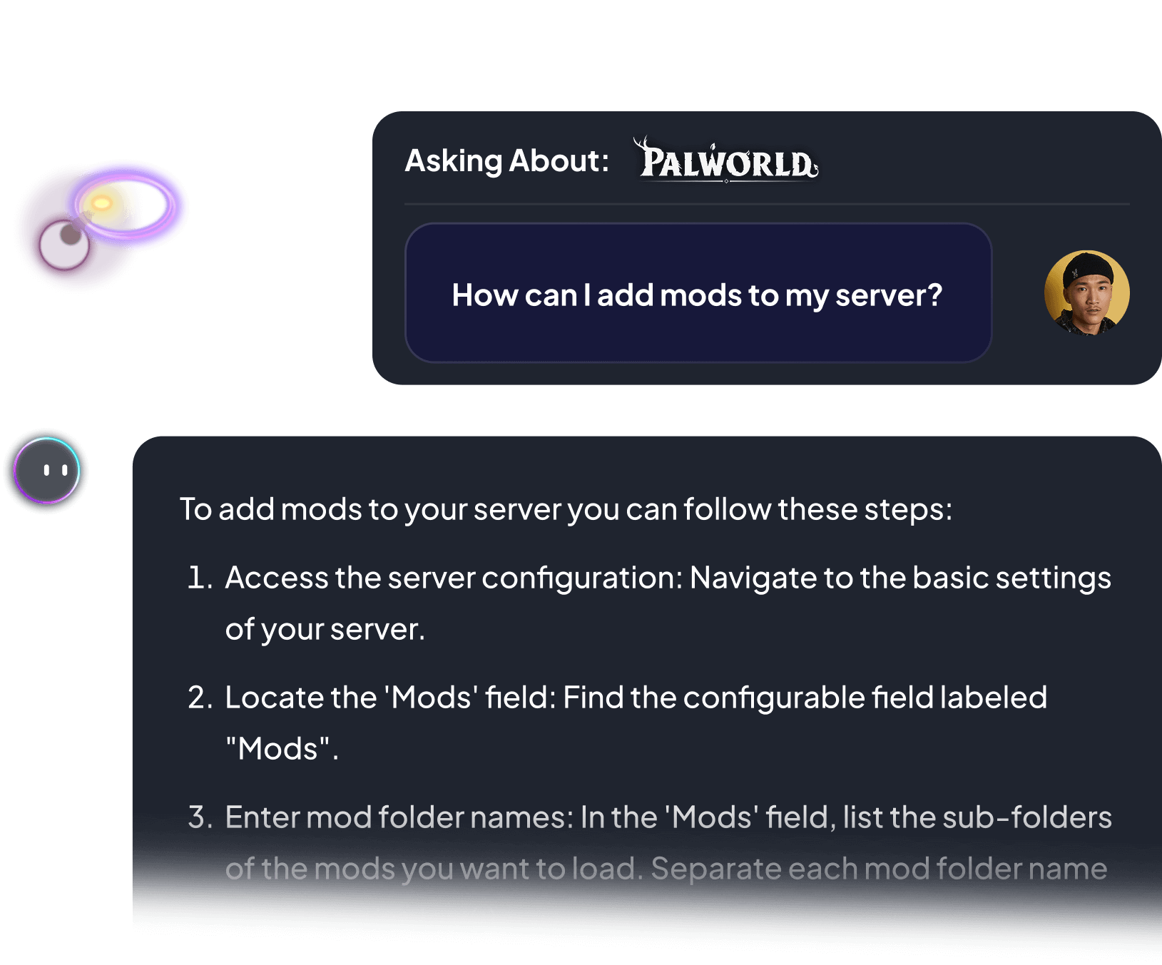 Ping AI chat interface
