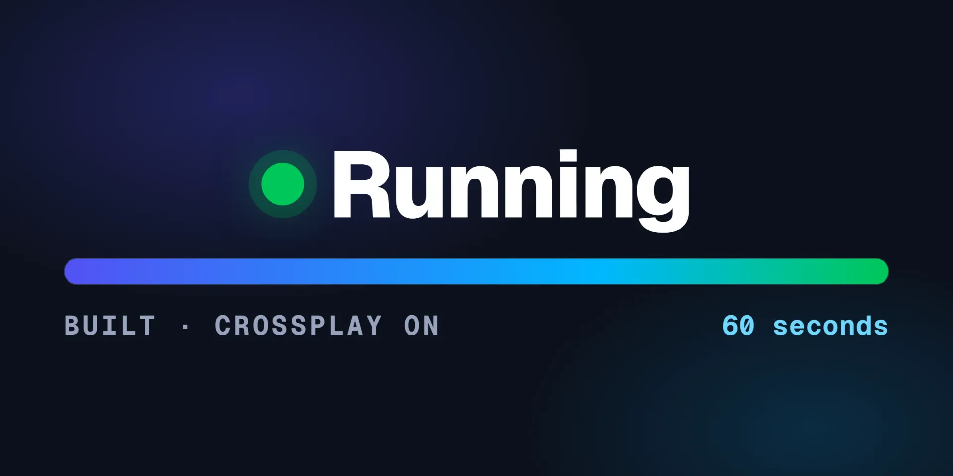 A server status card going from building to running with a green live dot